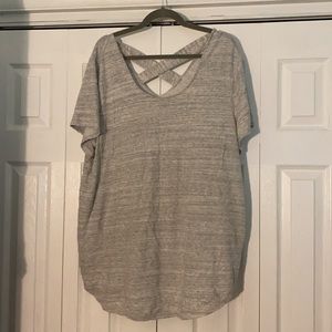 Livi Active Gray Tunic Tee with Criss Cross Back Size 22/24